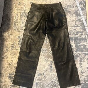 Vintage Pelle Studio Wilsons Leather Pants Womens 30x30 Black Biker Motorcycle
